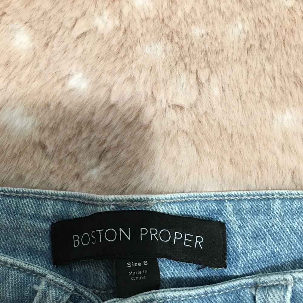 Boston Proper Embellished Light Blue Wide-Leg Jeans Ankle Jeans - Women - Picture 3 of 4